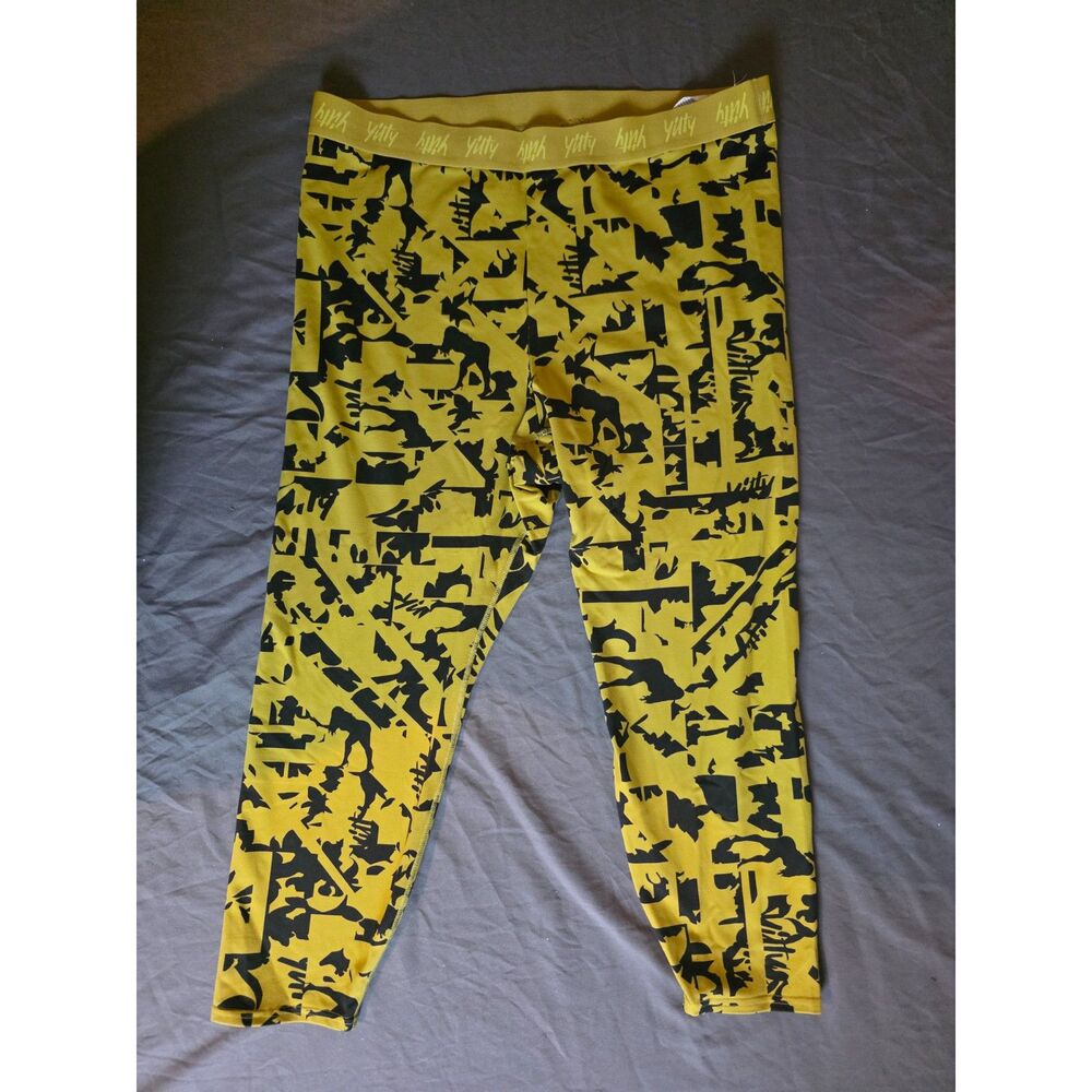 Yitty By Lizzo Yellow Black Graphic Print Logo Waistband Leggings - Women's 2X
